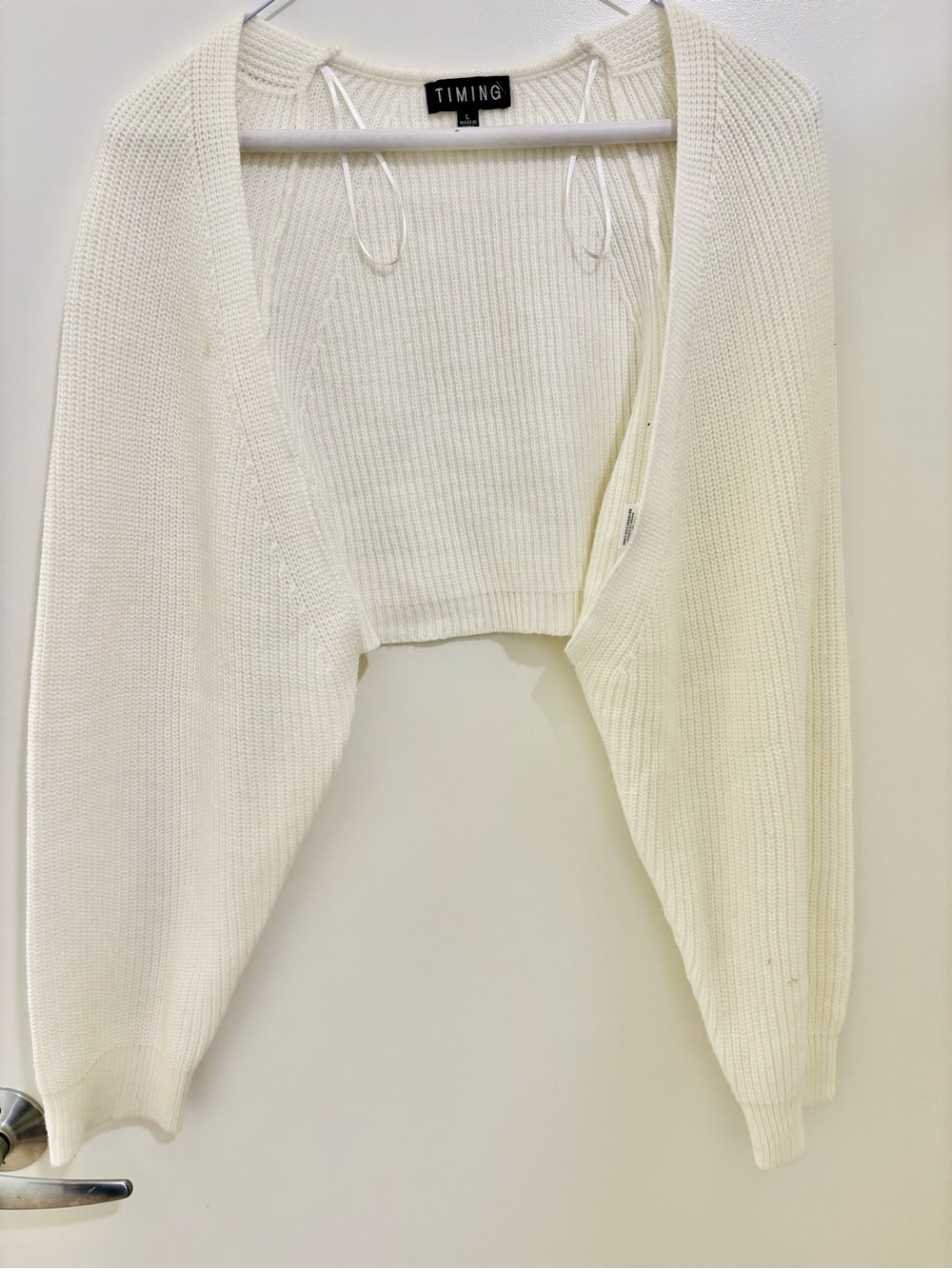 TIMING Ivory Cropped Knit Bolero Cardigan
